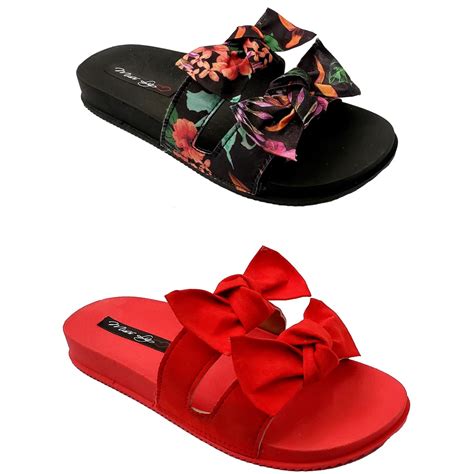 Kit 2 Pares Chinelo Sandália Slide Pala Dois Laços Feminino Escorrega