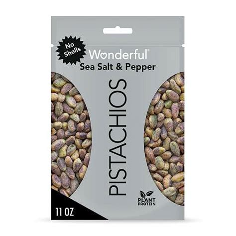 Wonderful Pistachios No Shells Sea Salt Pepper Ounce Protein