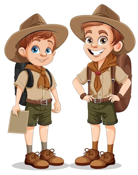 Personaje de dibujos animados de niño explorador Vector Premium