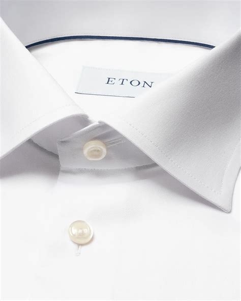 White Signature Twill Shirt French Cuffs Eton