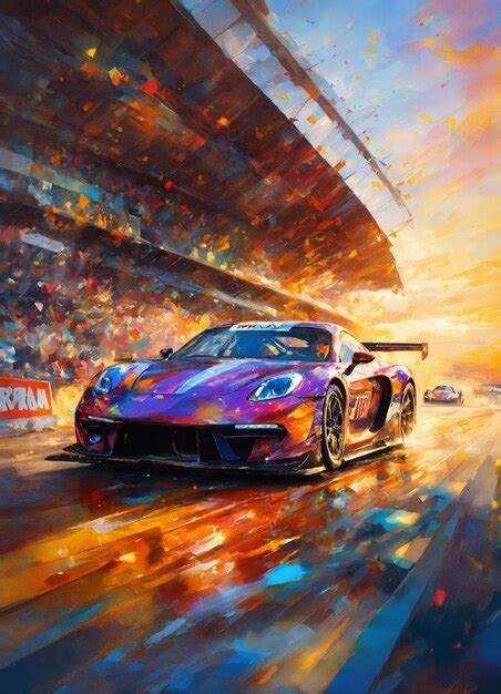 A Painting Of A Sports Car With The Word Honda On It Premium Ai