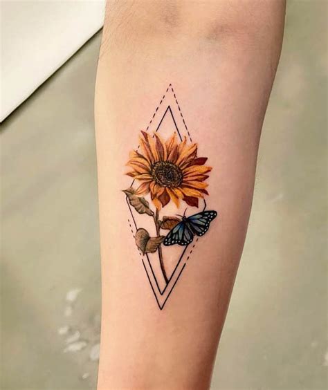 Geometric Sunflower Tattoos