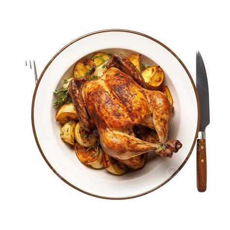 Top View Of Thanksgiving Roasted Chicken Dish With Cutlery Food Flatlay Food Top Food Top