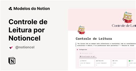 Galeria De Modelos Do Notion Controle De Leitura Por Notioncel