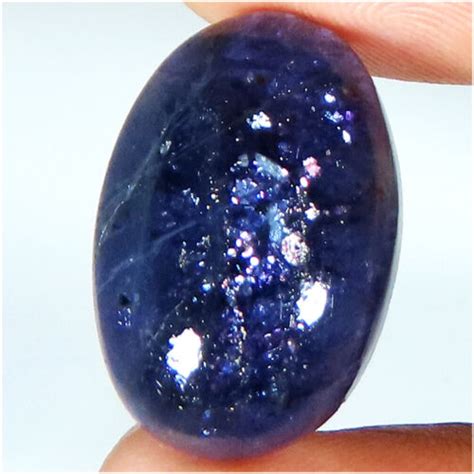 Natural Blue Iolite Sunstone Oval Cabochon Gemstone 19 85 Ct 15x23x6 Mm