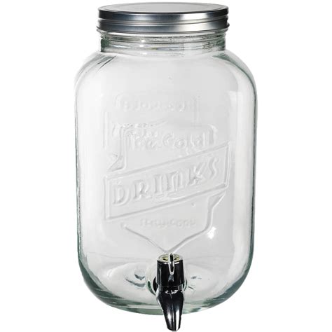 Large 3 5 Litre Glass Beverage Water Cocktail Drink Dispenser Container Storage Ebay