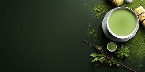 Premium Ai Image Fragrant Matcha Tea On The Table Banner Generative Ai