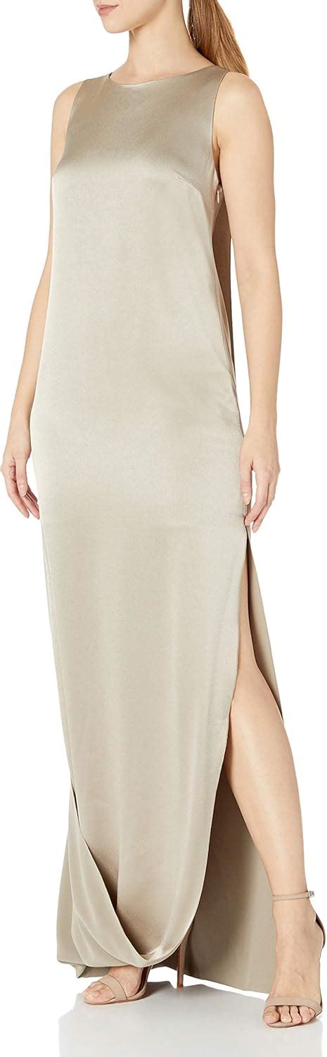 Amazon Halston Heritage Women S Sleeveless Satin Cami Gown With