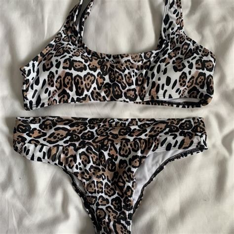 Leopard Print Bikini Set Size S Never Worn Depop