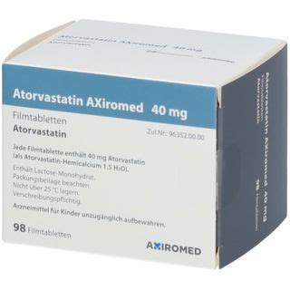 Atorvastatin AXiromed 40 Mg 98 St Mit Dem E Rezept Kaufen Shop Apotheke