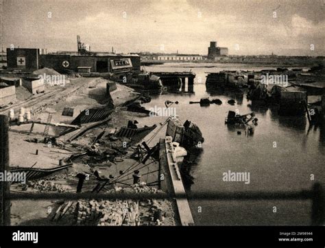 Dunkirk France The New Lock Showing Damage Suffered During Ww2