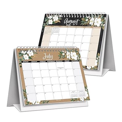 Floral Small Desk Calendar Standing Flip Desktop Calendar