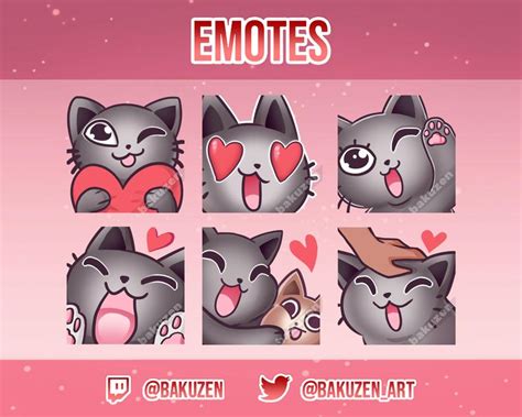 Black Cat Emote Pack For Twitch Discord Love Set Etsy Heart Emote