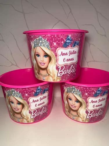 Lembrancinha Personalizada Baldinho De Pipoca Barbie Girl