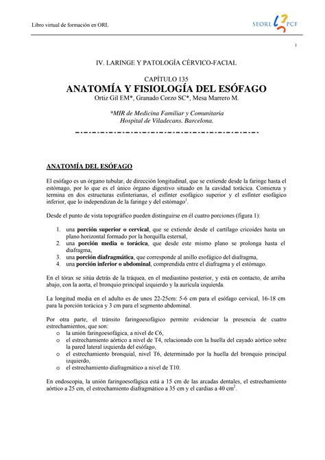 SOLUTION Anatomía y Fisiología del Esófago Studypool