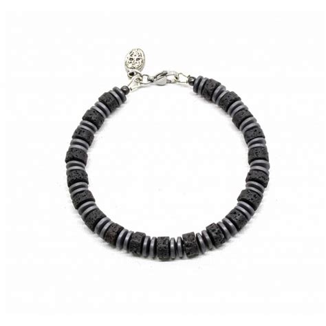 Bracelet Heishi Pierre De Lave Black Pearl Cr Ations