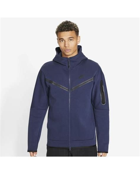 Nike Tech Fleece Full Zip Hoodie In Midnight Navy Black Blue For Men Lyst