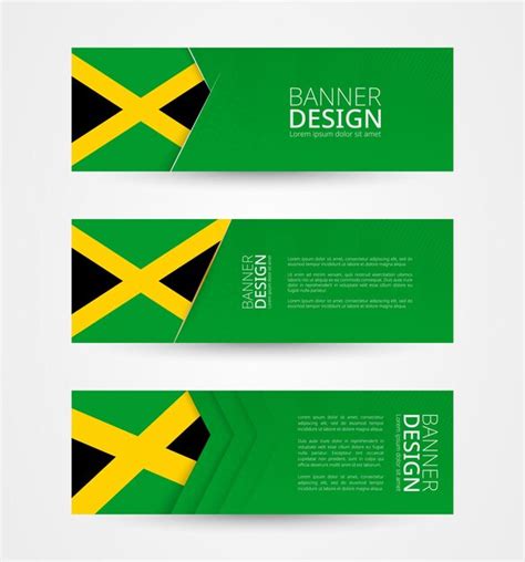 Premium Vector Set Of Three Horizontal Banners With Flag Of Jamaica