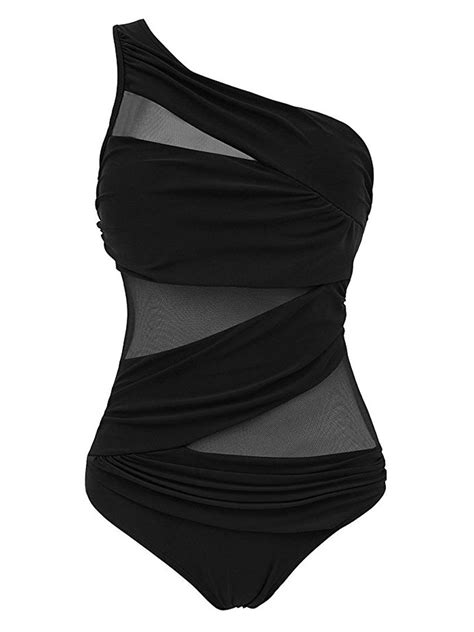 Hirigin Womens One Piece Monokini Push Up Halter Strap Mesh Shoulder Sleeveless Bikini