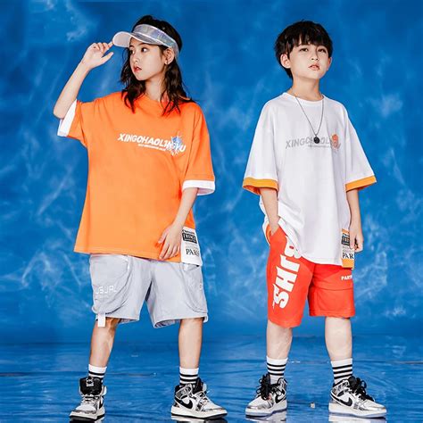 Ropa de Hip Hop para niños traje de manga corta y pantalones cortos