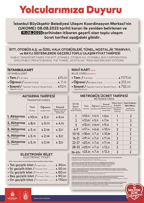 İETT Ücret Tarifesi Kasım 2023 Vapur Otobüs Metro Metrobüs