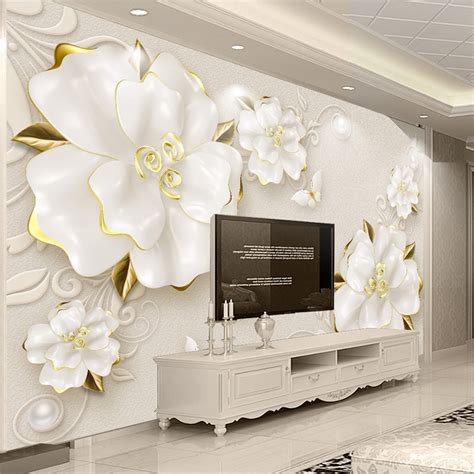 Custom Photo Wallpaper 3d Stereoscopic Relief Rose Jewelry Flowers Murals Living Room Tv