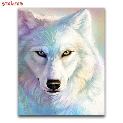 YUHUA Diamante Mosaico Bordado Animais 5D Lobo Completa Broca Quadrado