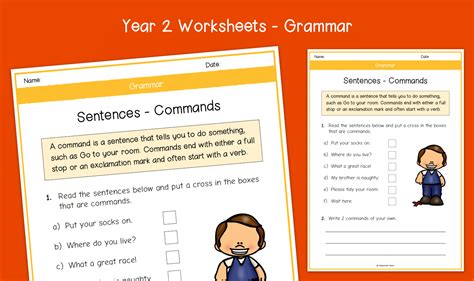 Year 2 Writing Sentences Commands Worksheets Ks1 Grammar