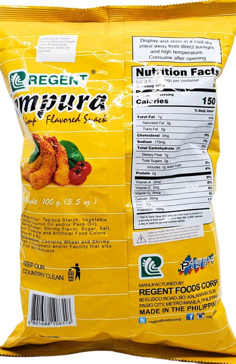 Regent Tempura Shrimp Flavor Snack 3 5oz 100g Pinoy Groseri Pinoy Groseri