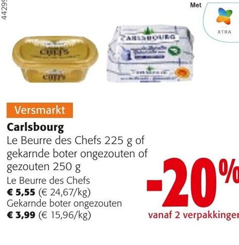 Carlsbourg Le Beurre Des Chefs 225 G Of Gekarnde Boter Ongezouten Of