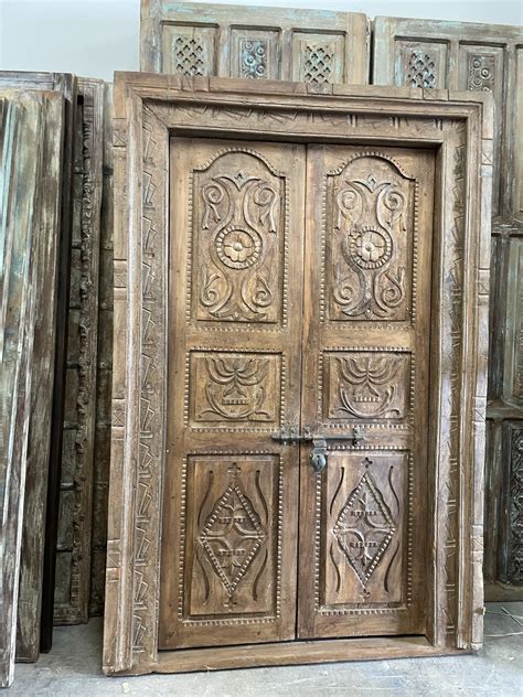 Antique Indian Carved Doors Mogul Interior Indi Boho Antique