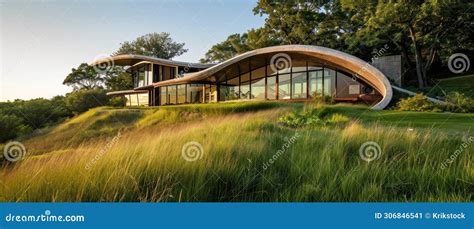 Modern Eco Friendly Home Nestled In Lush Greenery With Curved Design