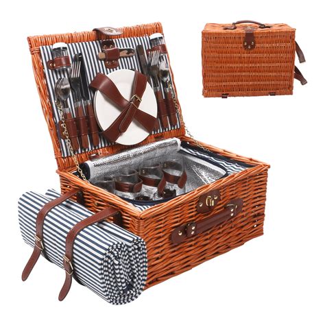 Willow Wicker Picnic Basket For Insulated Utensils Ideal For