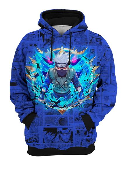 Blusa Moletom Canguru Naruto Kakashi Azul Full Elo7