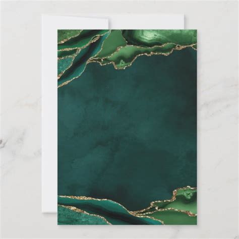 Emerald Green And Gold Agate Marble Invitation Zazzle