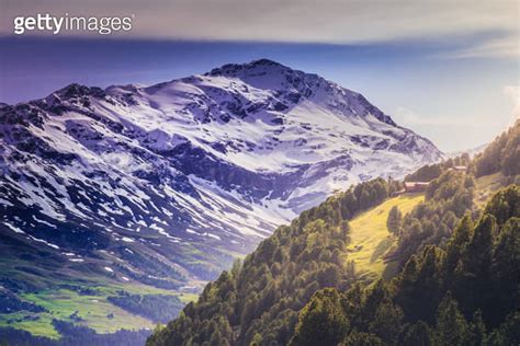 Snowcapped Mountains Valley In Stelvio National Park Forni Santa