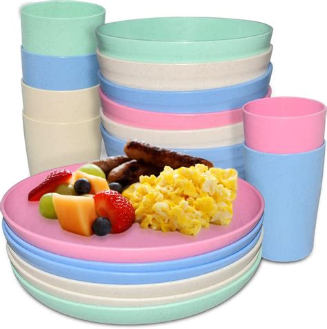 Amazon BUSOKIP Wheat Straw Plates Bowls And Cups Bundle Set Of 20