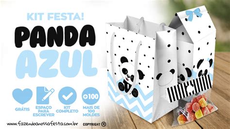 Panda Azul Fazendo A Nossa Festa