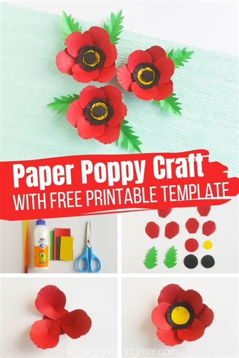 Paper Poppy Craft With Video Sugar Spice And Glitter Worksheets