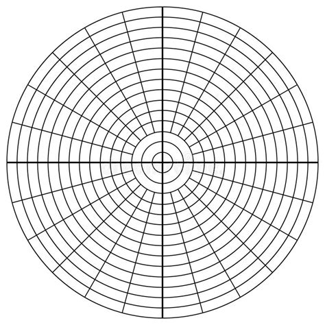 Rejilla Circular De Coordenadas Polar Aislada En Fondo Blanco Escala