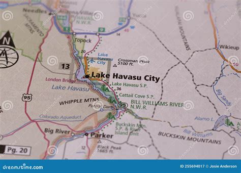 Lake Havasu City on a Map stock image. Image of lake - 255694017