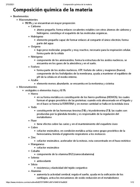 Composición Química De La Materia Pdf Glucosa Adn