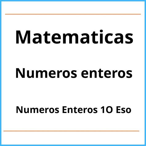 Ejercicios Numeros Enteros 1O Eso Pdf