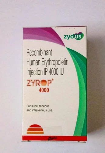 ZYROP 4000 RECOMBINANT HUMAN ERTHROPOITEIN INJ IP 4000 Prescription