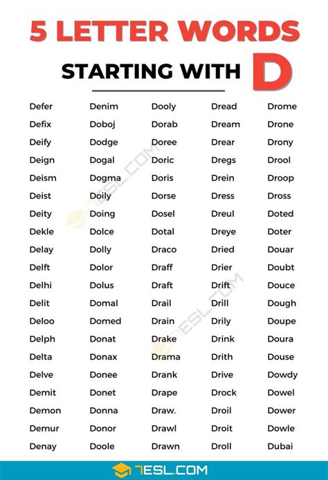 737 Examples Of 5 Letter Words Starting With D In English • 7esl