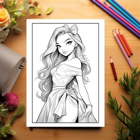 Carte De Colorat Pentru Adulti De Ilustratii Anime Barbie Girls