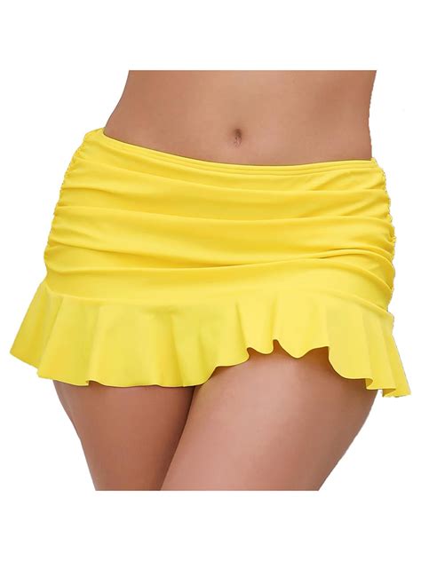 Juaugusep Women S Low Waisted Ruched Ruffle Mini Swim Skirts With Hipster Bikini Bottoms Tummy