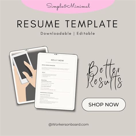 Professional Simple Resume Template With Free Cover Letter And Tips Etsy Rhomebasedmommie