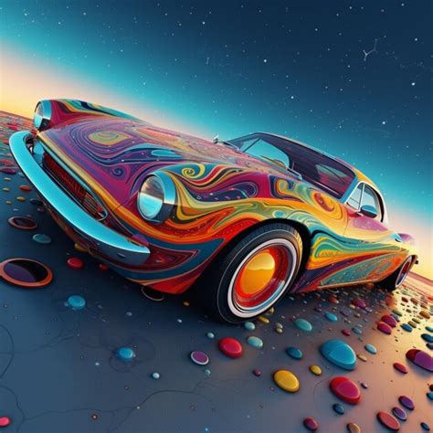 Premium Ai Image Brightly Colored Car With A Lot Of Confetti On The