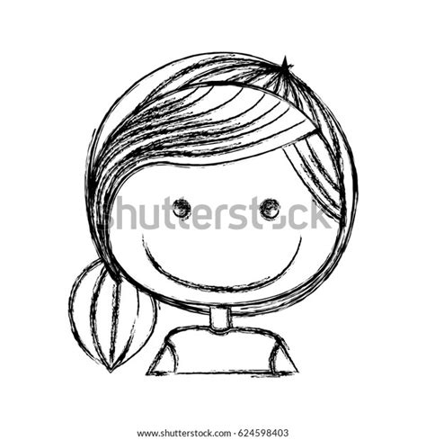 Blurred Silhouette Caricature Half Body Girl Stock Vector Royalty Free